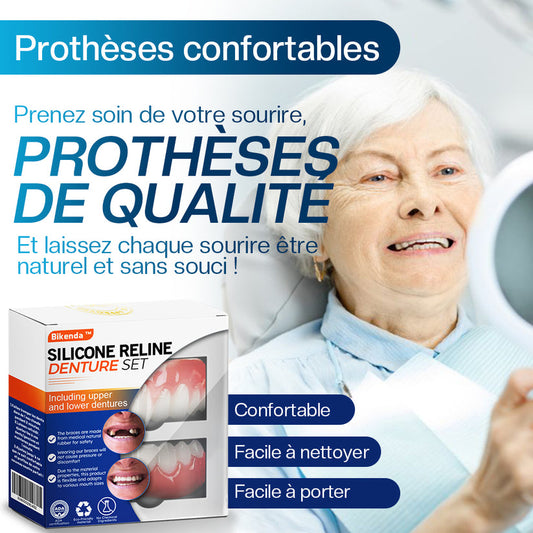 Ensemble de silicone pour reline de prothèses dentaires